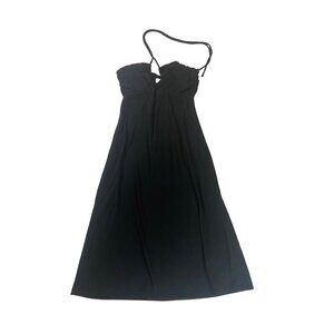 Wayf Women's Black Ribbed Halter Slip Midi Maxi Dress - Medium